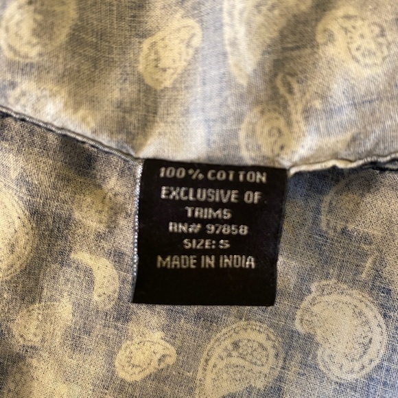 Smash Dress Shirt Blue with White Paisley Mens Sm - Picture 8 of 10